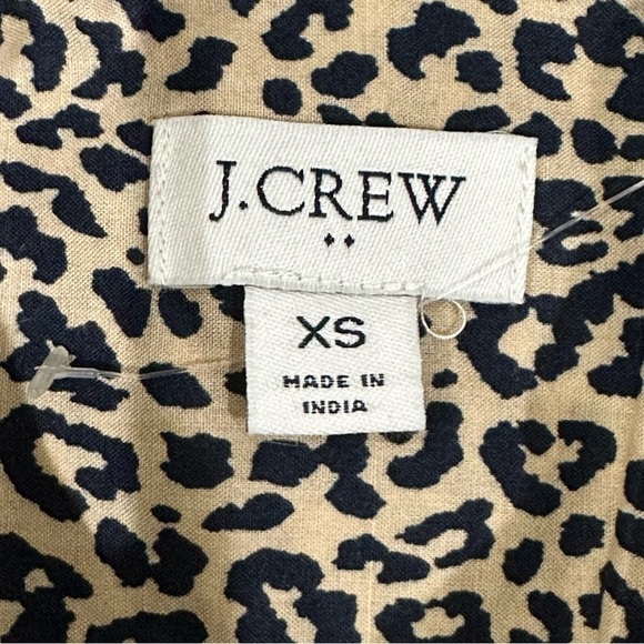 Jcrew Leopard Print Button Up Shirt Tan Black Cotton Long Sleeve Animal Mobwife - Picture 5 of 7